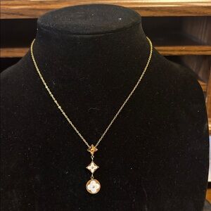Gold and White Pendant Necklace